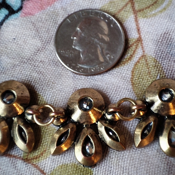 Stella and Ruby Dark Smoke Charcoal Stones Bezel Set Statement Necklace EUC - Picture 9 of 9